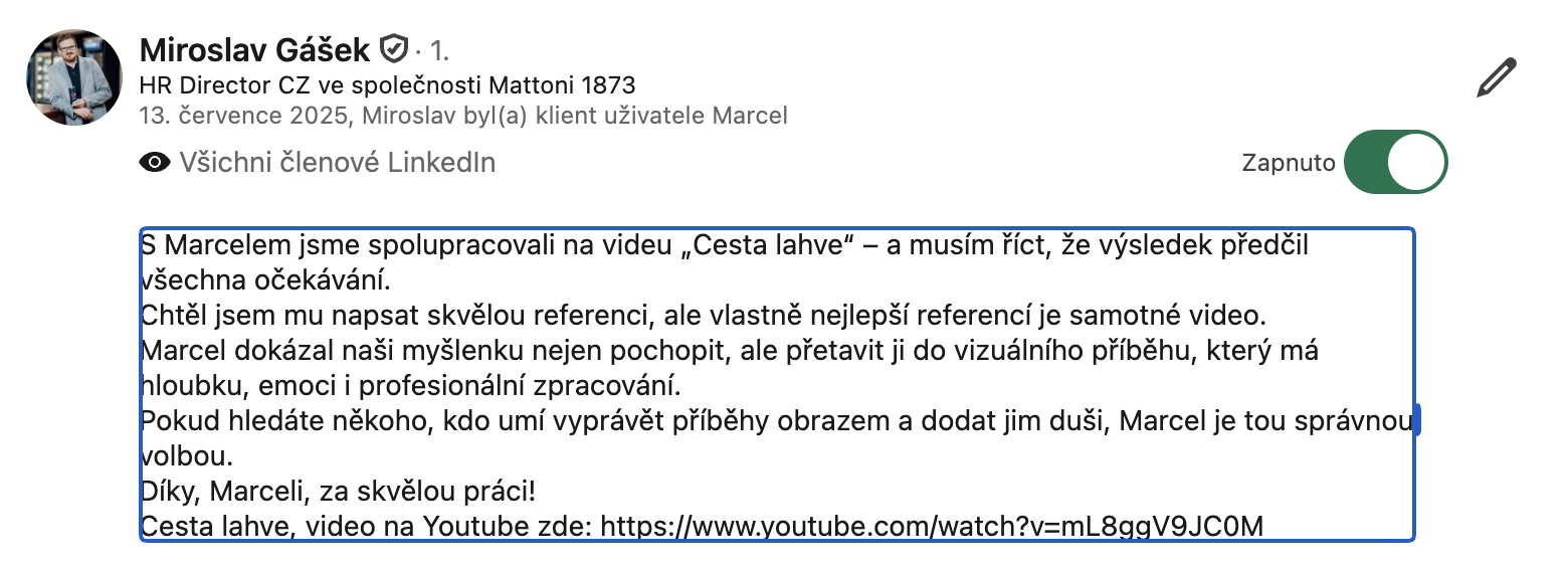Recenze Miroslav Gášek, HR Director CZ Mattoni 1873