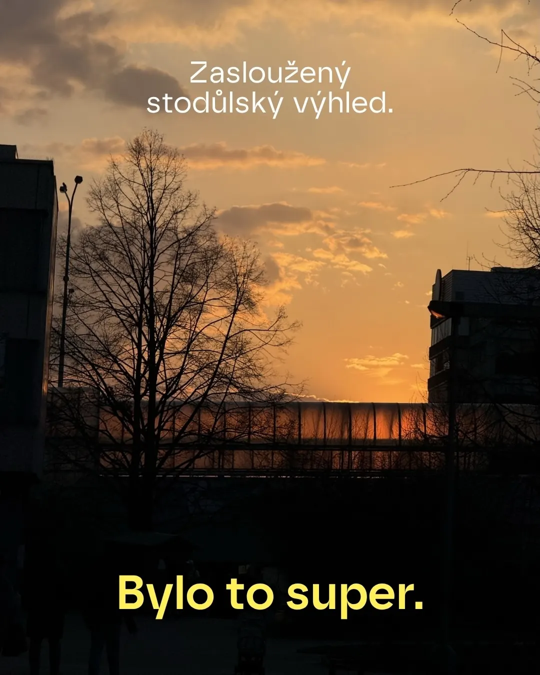 Západ slunce nad Stodůlkami po workshopu